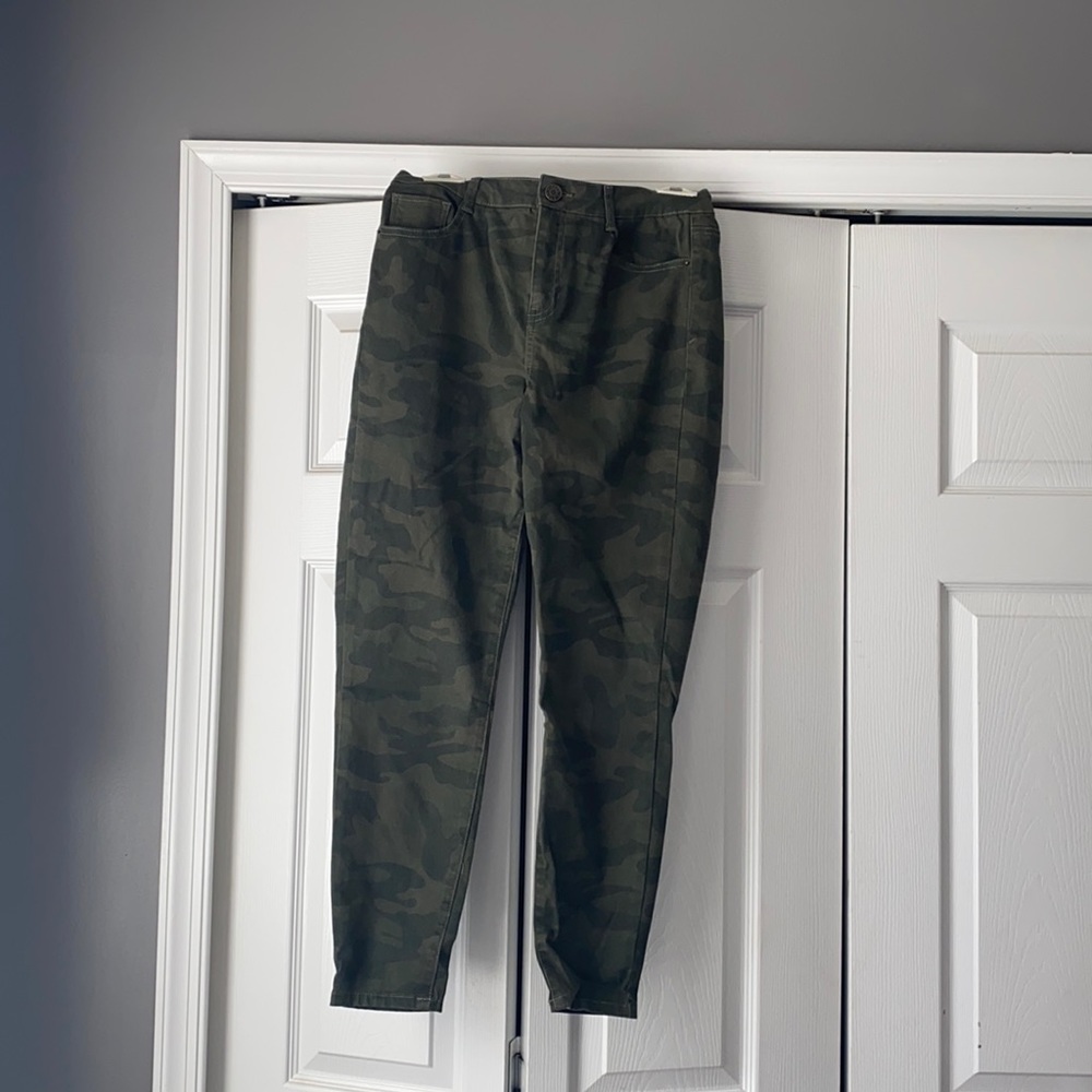 Green Camo Denim Skinny Jeans